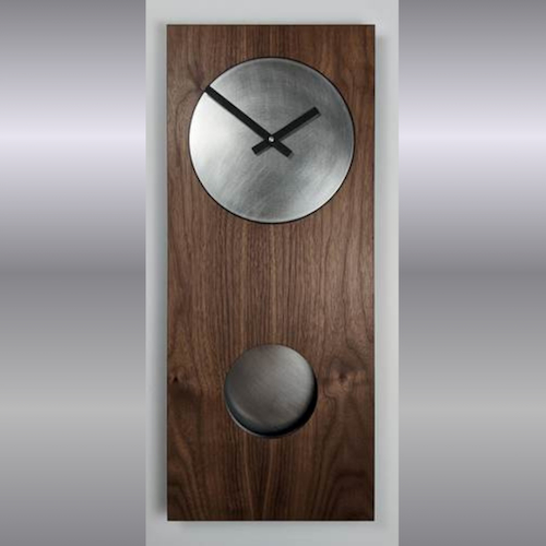 Click to view detail for LL-006 Clock, Walnut and Steel 24 Pendulum 24x10x2 $447